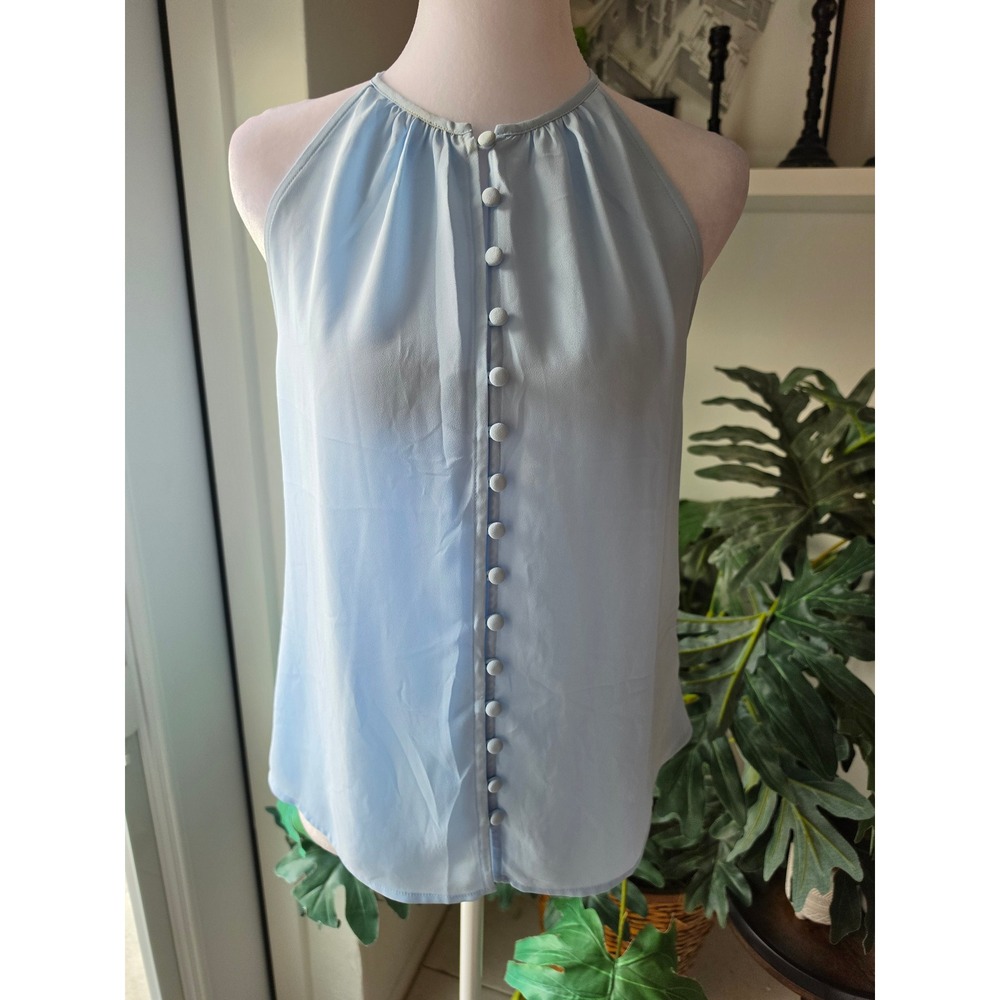 Express Light Blue Halter Neck Button Front Sleeveless Blouse XS